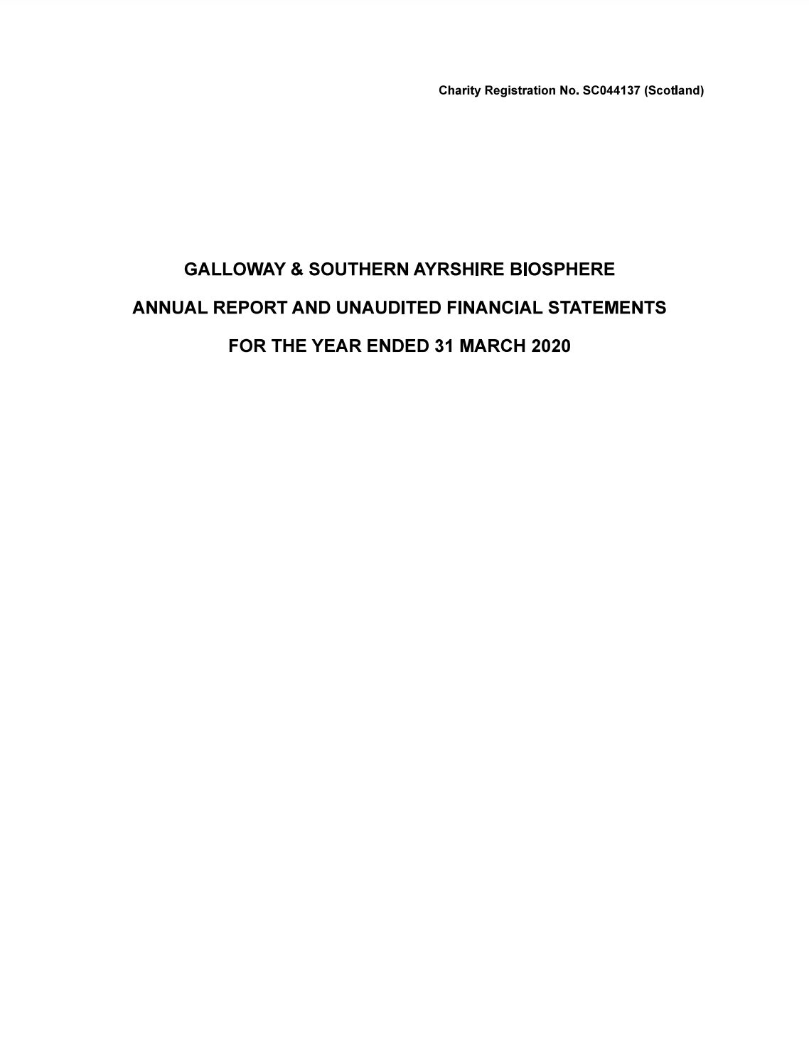 GSAB Accounts 2019-20 - Galloway and Southern Ayrshire Biosphere