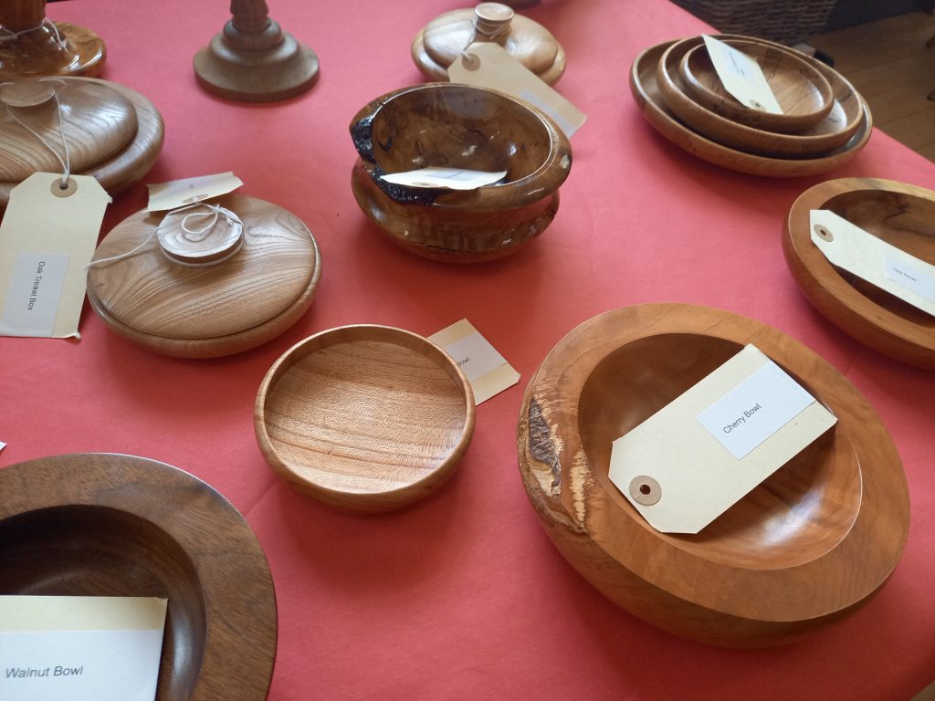 A range of hand-turned wooden bowls made by Mr Shaw of Barrhill, for sale at the village's Christas craft fair.