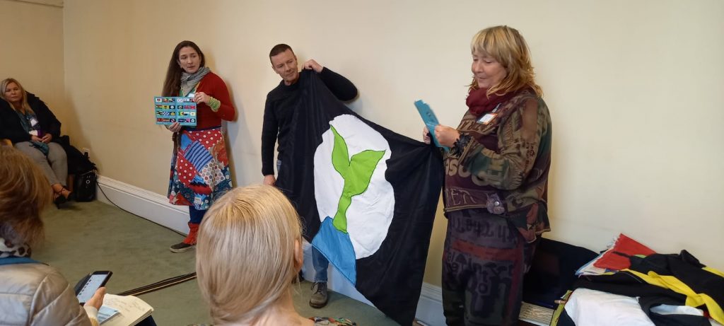 EcoArt demonstrating their environmental flags programme - using art and creativity to discuss climate change