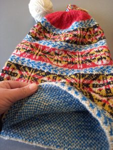 A Shetland cap or bonnet - traditional knitted design.